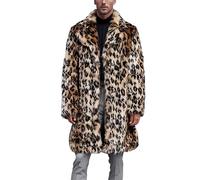 Generisch Manteau d'hiver pour homme en fausse fourrure avec col tendance dans une élégante coupe mi-longue pour une chaleur exceptionnelle et un confort décontracté, beige, XXL