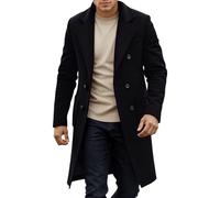 Generisch Manteau d'hiver pour homme - Long manteau en laine - Manteau de transition - Trench - Loisirs - Mode - Manteau d'automne - Coupe ajustée - Grandes tailles - Veste d'hiver confortable