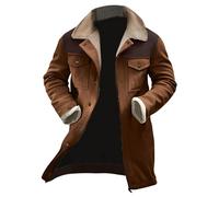 Generisch Manteau d'hiver pour homme, long, veste demi-saison pour homme, parka longue élégante et chaude, veste polaire doublée, manteau de transition, coupe droite, coupe-vent en coton, veste