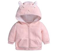 Generisch Manteau d'hiver pour tout-petit avec oreilles de lapin Veste à capuche Polaire Fermeture éclair Épaissir Coupe-vent Vêtements d'extérieur chauds Nouveau-né, Rose, 0-3 mois