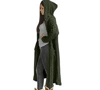Generisch Manteau en tricot pour femme avec capuche - Cardigan long en tricot épais - Léger et élégant - Tricot fin - Chaud - Manteau d'hiver décontracté - Cardigan tendance - Veste de mi-saison, vert