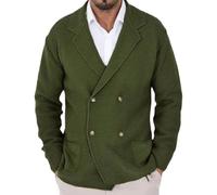 Generisch Manteau en tricot pour homme - Col côtelé - Cardigan à double boutonnage - Couleur unie - Pull chaud - Automne - Hiver - Cardigan en tricot - Pull à manches longues - Pull élégant et