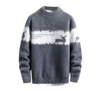Generisch Manteau en tricot tendance pour homme avec col montant comme vêtement chaud par temps froid pendant la mi-saison, gris, XXL
