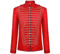 Generisch Manteau gothique steampunk pour homme - Costume de prince - Manteau de smoking festif - Costume médiéval - Veste rétro victorienne Hussar Napoléon - Veste de défilé militaire, rouge, S
