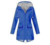 Generisch Manteau long et élégant pour femme - Manteau de pluie pour femme - Couleur unie - Veste à capuche tendance - Confortable - Coupe-vent - Veste softshell basique - Coupe-vent - Manteau
