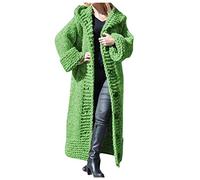 Generisch Manteau long pour femme en tricot avec fermeture à boutons comme cardigan décontracté pour une coupe surdimensionnée, vert, M