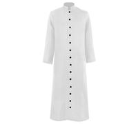 Generisch Manteau militaire noir pour homme avec col montant Matrix Neo Party Veste longue Trench coat Romain Clergé Soutane Char Tenue Vestment Pfarer Église Carnaval Viking, Blanc., 3XL