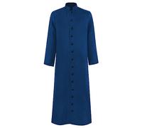 Generisch Manteau militaire noir pour homme avec col montant Matrix Neo Party Veste longue Trench coat Romain Clergé Soutane Char Tenue Vestment Pfarer Église Carnaval Viking, bleu, 3XL