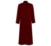Generisch Manteau militaire noir pour homme avec col montant Matrix Neo Party Veste longue Trench coat Romain Clergé Soutane Char Tenue Vestment Pfarer Église Carnaval Viking, rouge, 3XL