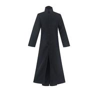 Generisch Manteau Militaire Noir pour Hommes Avec Col Montant Matrix Neo Tenue de Fête Veste Trench Long Clergé Romain Soutane Chaire Tenue Vestimentaire Prêtre Église Carnaval Viking, Noir , 3XL