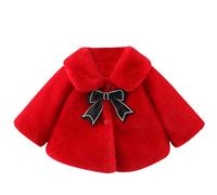 Generisch Manteau pour bébé - Écharpes d'hiver Manteau Fille Bébé Fille Top Chaud Flou Polaire Manteau de Vêtements d'Extérieur, rouge, 12-18 mois
