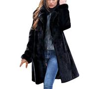 Generisch Manteau pour femme avec col en V pour les jours d'hiver - Élégante veste longue comme vêtement d'extérieur tendance dans une finition unie simple pour une garde-robe féminine sophistiquée