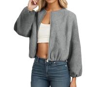 Generisch Manteau pour femme en peau d'agneau pour femme Veste décontractée Hiver Survêtement d'extérieur Fermeture éclair Léger Manches longues Manteau de poche pour un usage quotidien Sortir