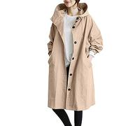 Generisch Manteau pour femme - Veste demi-saison longue - Trench imperméable - Veste d'automne doublée élégante - Manteau d'automne - Parka - Grandes tailles - Veste softshell - Veste d'extérieur, B02