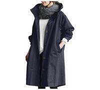 Generisch Manteau pour femme - Veste demi-saison longue - Trench imperméable - Veste d'automne doublée élégante - Manteau d'automne - Parka - Grandes tailles - Veste softshell - Veste d'extérieur, B03