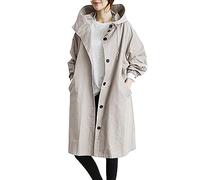 Generisch Manteau pour femme - Veste demi-saison longue - Trench imperméable - Veste d'automne doublée élégante - Manteau d'automne - Parka - Grandes tailles - Veste softshell - Veste d'extérieur, B01