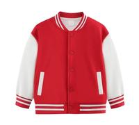 Generisch Manteau pour garçons et filles printemps et automne hiver nouveaux enfants plus vêtements de baseball polaire bébé cardigan petit moyen épais haut manteau enfant tout-petit, rouge, 4-5 ans