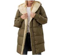 Generisch Manteaux d'hiver pour femmes, vestes longues avec doublure en polaire Sherpa, manteau en duvet avec doublure en polaire Sherpa, parka à manches longues avec capuche, Vert armée, M