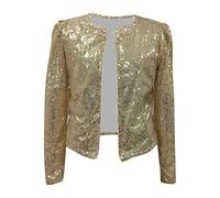 Generisch Manteaux Femme Hiver Noir Paillettes scintillantes Cardigan S Vestes Femme, or, M