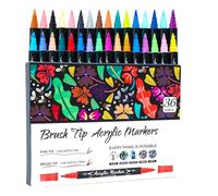 Generisch Marqueurs acryliques à double pointe - Imperméables - Pour peinture sur pierre, bricolage sur papier, tissu, bois - Avec des couleurs vives et un dessin fin et précis