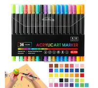 Generisch Marqueurs acryliques - Marqueurs de couleur - Double tête - Marqueurs de livre de coloriage - Fournitures d'art imperméables - Pointe pinceau - Marqueurs de dessin - 24/36 couleurs - Pour
