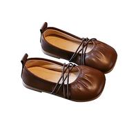 Generisch Mary Jane Ballerines souples pour fille - Chaussures de princesse - Chaussures de soirée - Chaussures de communion et de mariage, marron, 34 EU