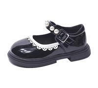 Generisch Mary Janes Chaussures plates à enfiler pour fille avec nœud, Noir , 26 EU