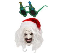 Generisch Masque de clown terrifiant pour adultes et - Costume de clown d'horreur avec accessoires de Noël, accessoires et chapeau pour fêtes d'Halloween