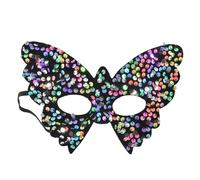 Generisch Masque de costume de princesse avec paillettes fausse façade perles plumes papillon décoration pour fête (rouge pastèque, taille unique)