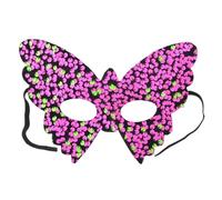 Generisch Masque de costume de princesse avec paillettes fausse façade perles plumes papillon décoration pour fête (rouge, taille unique)