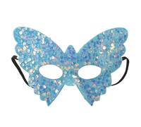 Generisch Masque de costume de princesse avec paillettes fausse façade perles plumes papillon décoration pour fête (bleu, taille unique)