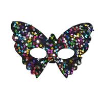 Generisch Masque de costume de princesse avec paillettes fausse façade perles plumes papillon décoration pour fête (noir, taille unique)