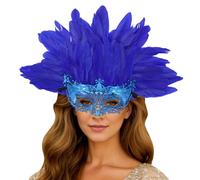 Generisch Masque de mascarade vénitien pour carnaval, bal, bal de fin d'année, masque vénitien pour femme avec plumes, masque de bal masqué, masque de bal masqué pour homme et femme