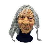Generisch Masque de Vieille Femme - Costume de Grand-Mère pour Femme de 50 Ans - Accessoire d'Halloween avec Foulard