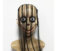 Generisch Masque intégral en latex pour fête d'Halloween - Masque de tête effrayant en latex - Masque facial pour femme avec cheveux longs - Accessoires de fête cosplay