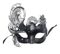 Generisch Masque vénitien masculin féminin tête plate demi-visage carnaval cosplay (noir, taille unique)