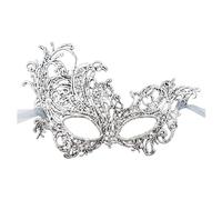 Generisch Masque vénitien pour femme - Maquillage - Danse - Protection du visage peinte avec de la poudre d'or - Demi-visage - Carnaval - Fête - Protection du visage, gris, taille unique