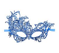 Generisch Masque vénitien pour femme - Maquillage - Danse - Protection du visage peinte avec de la poudre d'or - Demi-visage - Carnaval - Fête - Protection du visage (bleu, taille unique)