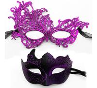 Generisch Masque vénitien unisexe classique - Mascarade vintage - Carnaval - Halloween - Demi-masque de bal de fin d'année - Masque pour les yeux - Déguisement de carnaval - Masque à plumes pour