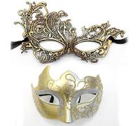 Generisch Masque vénitien unisexe classique - Mascarade vintage - Carnaval - Halloween - Demi-masque de bal de fin d'année - Masque pour les yeux - Déguisement de carnaval - Masque à plumes pour