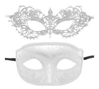 Generisch Masquerade pour couple, masque de visage pour bal masqué, ensemble de 2 pièces mystérieux pour bal de fin d'année, belles décorations de bal masqué pour la fête d'Halloween