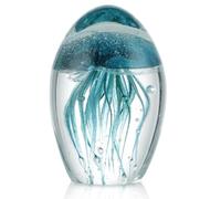 Generisch Méduse en verre soufflé à la main phosphorescente - Presse-papiers - Statue d'animaux marins - Décoration pour la maison, le bureau, la fête et cadeau - Turquoise