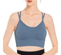 Generisch Meine Bestellung Rücken für Damen, gepolsterte Riemchen-Criss-Crop-BHS für Yoga, Workout, Fitness, Low-BHS 2 B Ware, bleu, XL