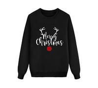 Generisch Mère Fille Vêtements Apparence Couple Noël Manches Longues avec Lettres Imprimées Décontracté Pull Sans Capuche Sweatshirt Blouse Vêtements Père Noël, Noir , 8-9 Ans