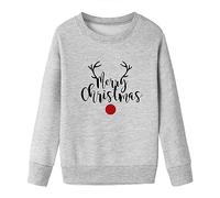 Generisch Mère Fille Vêtements Apparence Couple Noël Manches Longues avec Lettres Imprimées Décontracté Pull Sans Capuche Sweatshirt Blouse Vêtements Père Noël, gris, 4-5 Jahre