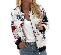 Generisch Mes commandes affichent veste décontractée légère avec fermeture éclair, imprimé floral, manteau, col montant, vêtements de sport courts, hauts zippés manteau médiéval pour femme
