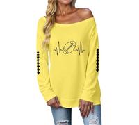 Generisch Mes commandes Afficher le compte Sweatshirt à épaules dénudées pour femmes avec imprimé football, manches longues, haut décontracté coupe décontractée pour tous les jours et pull de sport