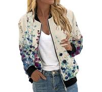 Generisch Mes commandes Afficher mes commandes Veste décontractée légère avec fermeture éclair, imprimé floral, manteau, col montant, vêtements de sport courts, hauts zippés Manteau médiéval pour