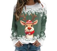 Generisch Mes commandes annonces pour adolescentes, manches longues, sweat à col rond, chemises de Noël graphiques mignonnes de renne leggings batik, vert, L
