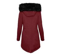 Generisch Mes commandes Poche zippée à capuche Plus velours épais pour femme Manteau noir duvet, Bordeaux, XXL